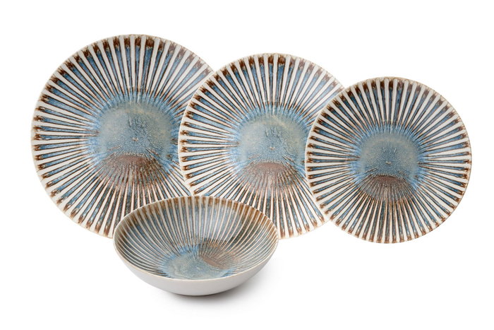 Hermia GBSATN24Y4R16463 Vajilla de Porcelana 24 Piezas Apta Lavavajillas y Microondas